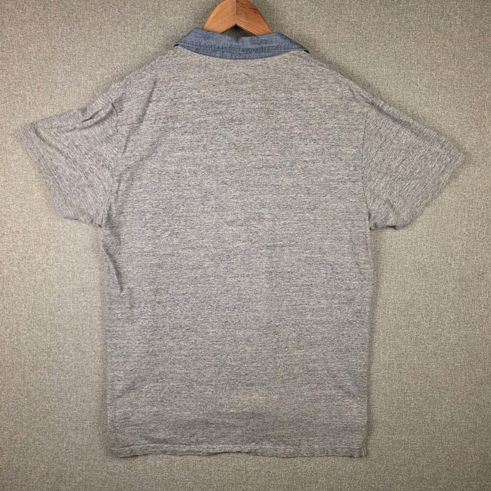 Todd Snyder Mens XL Gray Heather Cotton Polo Shirt Chambray Collar Canada - Picture 6 of 7